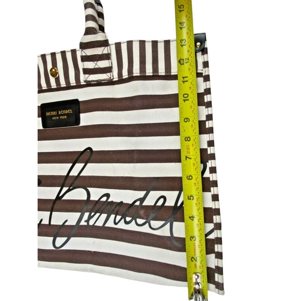 Henri Bendel New York Signature Top Handle Tote Stripe Canvas NWOT